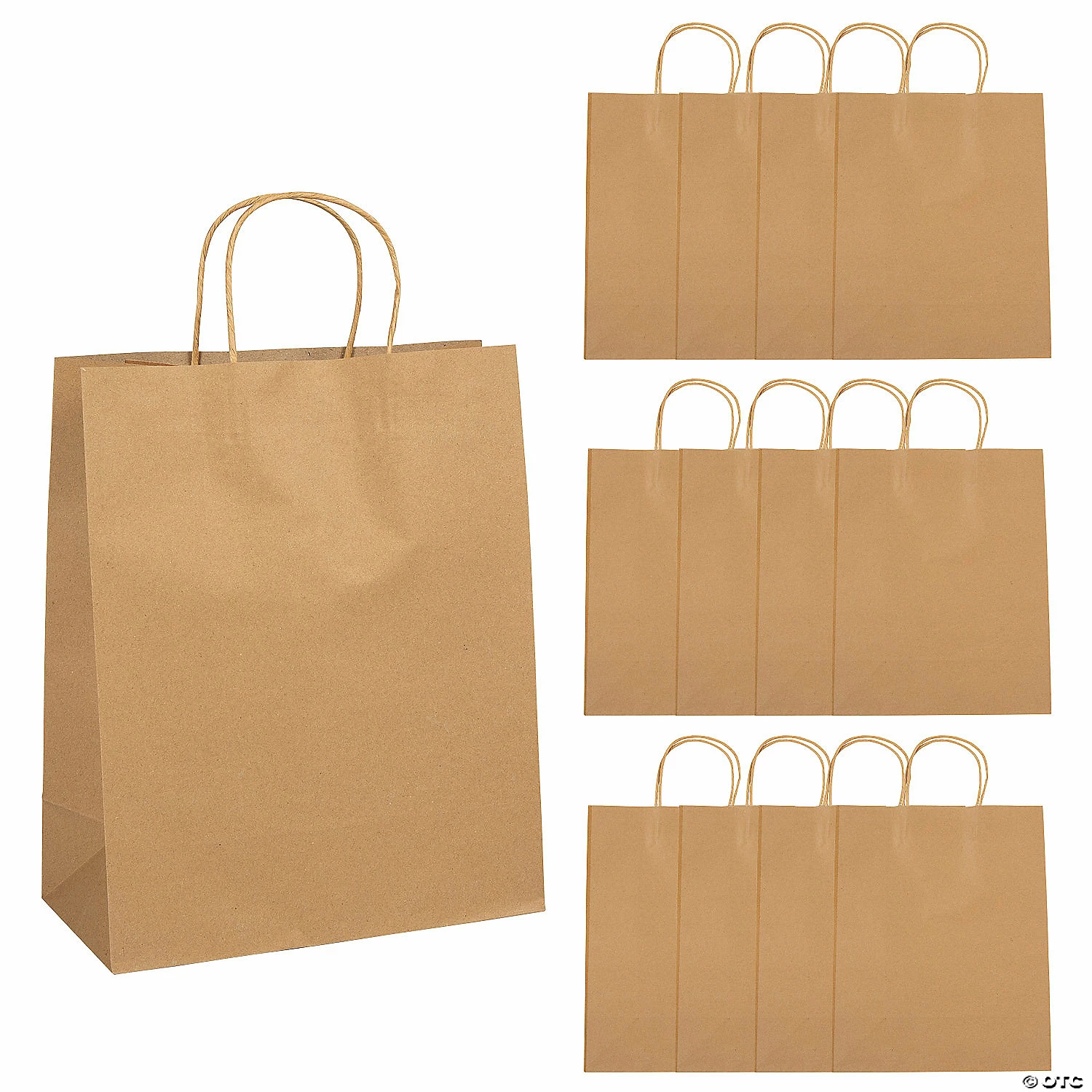 Outlet π 10 1/2" x 5 1/4" x 13" Large Brown Kraft Paper Gift Bags - 12 Pc. π