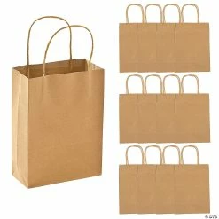 Deals ✔️ 6 1/2" x 9" Medium Kraft Paper Gift Bags - 12 Pc. 🔥