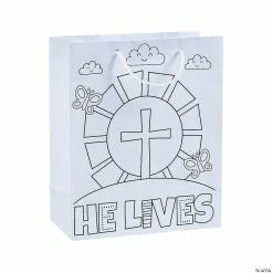 New π₯ Medium Color Your Own He Lives Gift Bags - 12 Pc. β